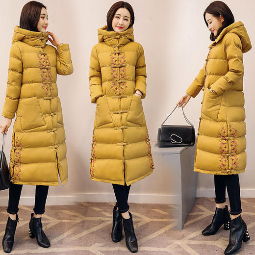 HK-RSLD1828秋季新款民族风盘扣连帽棉服 商品图3