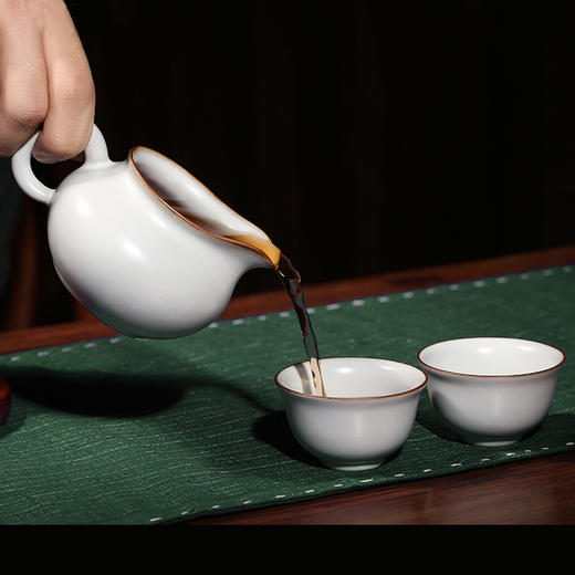 汝窑功夫茶具套装.石斛茶壶10头套装（天青） 商品图3