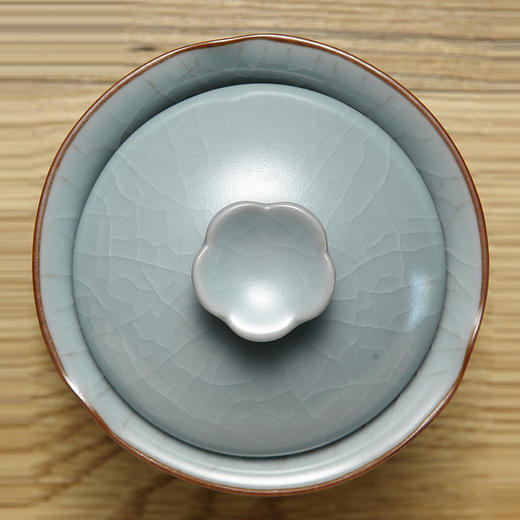 汝窑盖碗.莲花盖碗（月白） 商品图2
