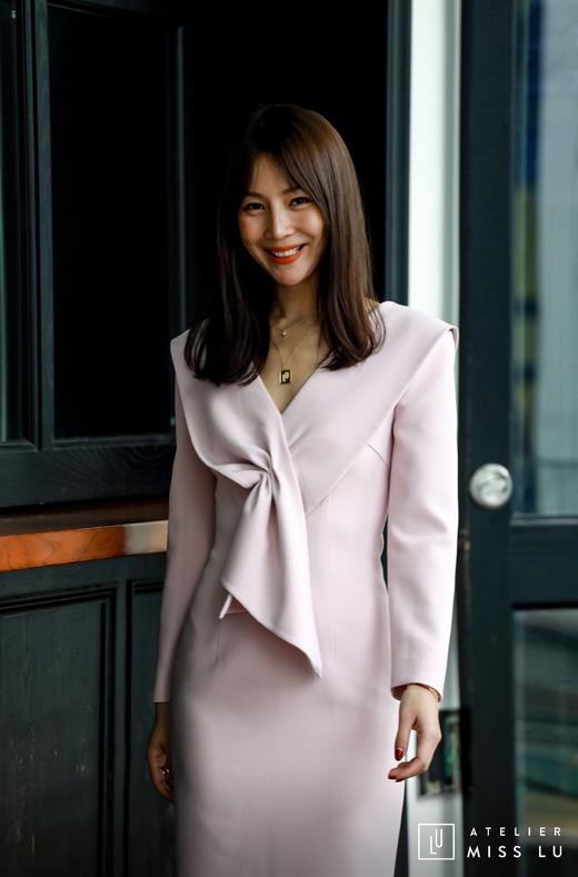 AtelierMissLu / Niecy-茱萸粉褶皱装饰连身裙 商品图2