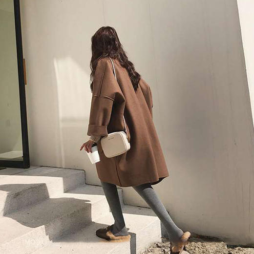 流行大衣女学生矮个子过膝斗篷赫本风毛呢外套薄款新款秋七夕情人节 商品图5