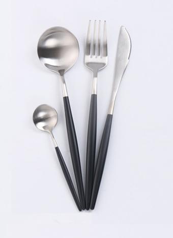 知力行葡萄牙餐具四件套砂光黑银 商品图1