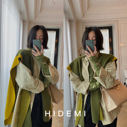 HIDEMI “我们做印花”限定印花高领打底上衣 绿色/蓝色 商品图5