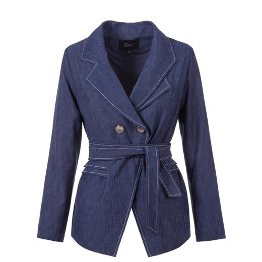 欧芮儿春装款女装收腰不规则翻领长袖外套女中长款春夹克 商品图4