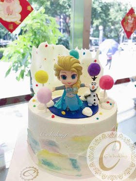 迪士尼 冰雪奇缘 艾莎ELSA场景D款 忌廉蛋糕（默认自提，收费配送请联系客服）