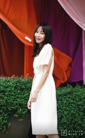 AtelierMissLu / Debbie-白色吊带风琴褶装饰连身裙