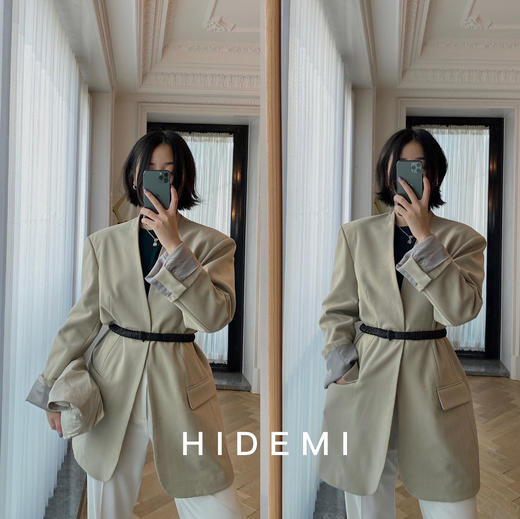 HIDEMI 百搭必备/黑色绵羊皮三粒扣腰带/可拉伸松紧弹力式 商品图6