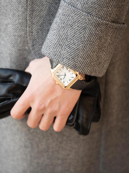 Stylbiella 羊绒羊毛灰色宽人字纹马球大衣 商品图10