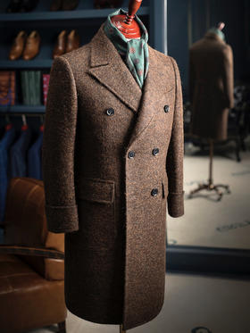 Stylbiella 羊毛+羊驼+马海毛+丝棕色毛圈纱马球大衣