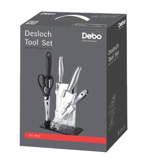 德铂（Debo）德国德斯洛（套装刀具）不锈钢厨房刀具六件套装DEP-299 菜刀 切片刀 水果刀 多功能剪刀 商品图2