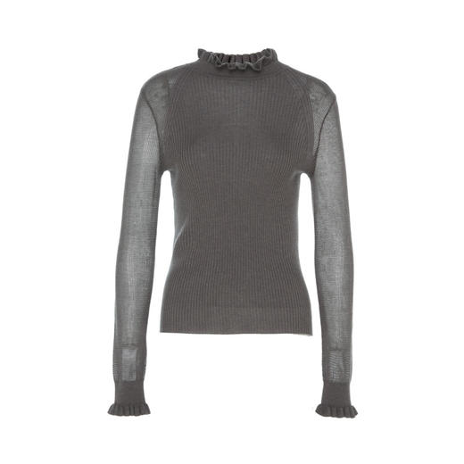 EITIE爱特爱女装秋冬新品时尚木耳领百搭纯色打底衫针织衫6001710 商品图4