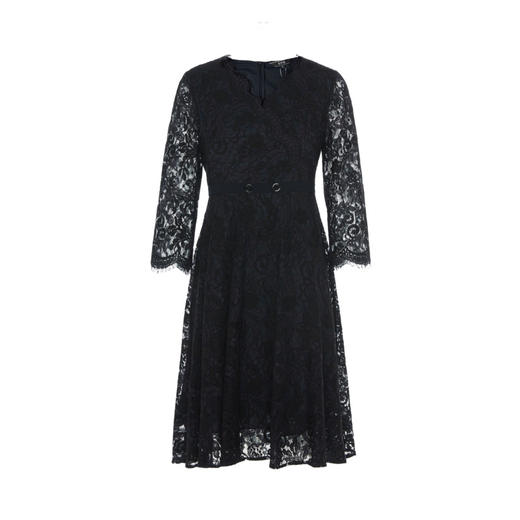 EITIE爱特爱女装秋冬新品优雅V领睫毛蕾丝收腰显瘦连衣裙6007742 商品图4