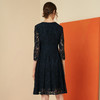 EITIE爱特爱女装秋冬新品优雅V领睫毛蕾丝收腰显瘦连衣裙6007742 商品缩略图3