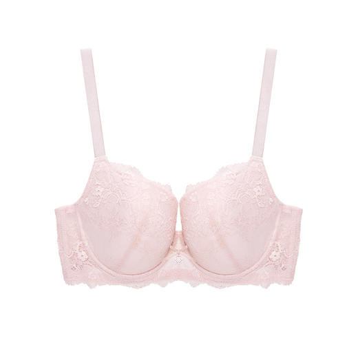 奶糖派大罩杯告白2玫瑰烟白色薄款透气上托侧收女大码大胸内衣圆盘半球木瓜 商品图7