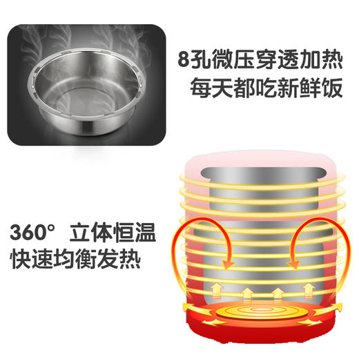 小熊（Bear）电热饭盒 三层不锈钢蒸煮可插电保温上班族便携式热饭器加热饭盒预约定时抽真空2L DFH-A20D1 商品图6