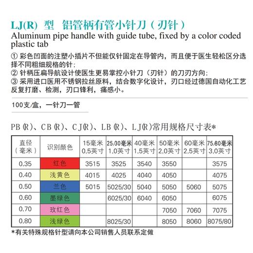 乐灸牌小针刀 金属管柄型LJR 100支/盒 商品图7