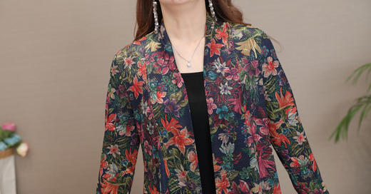 DS-2726秋季新款韩版复古印花松显瘦开衫上衣 商品图2