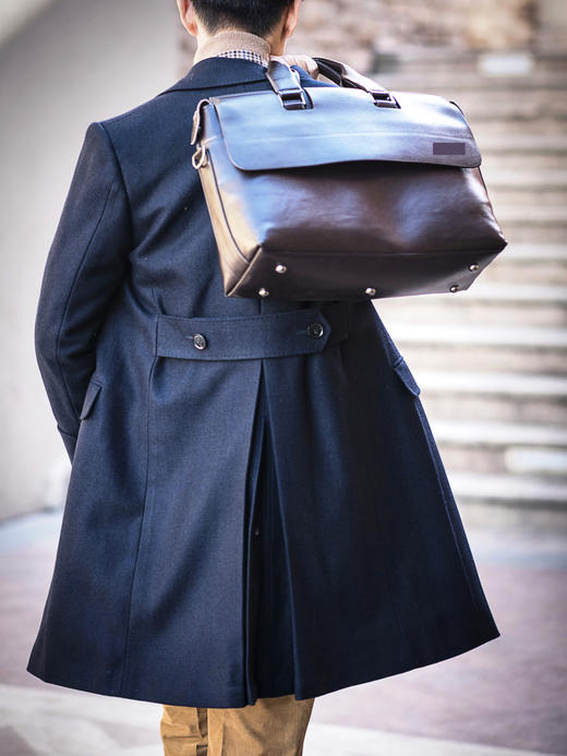 Stylbiella 羊绒羊毛蓝色宽人字纹马球大衣 商品图5