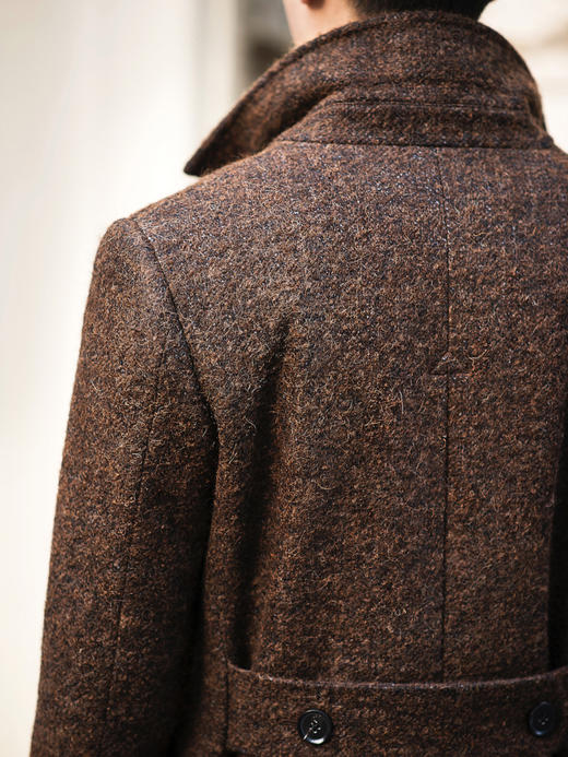 Stylbiella 羊毛+羊驼+马海毛+丝棕色毛圈纱马球大衣 商品图8