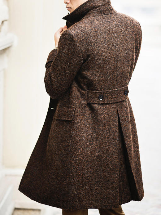 Stylbiella 羊毛+羊驼+马海毛+丝棕色毛圈纱马球大衣 商品图7