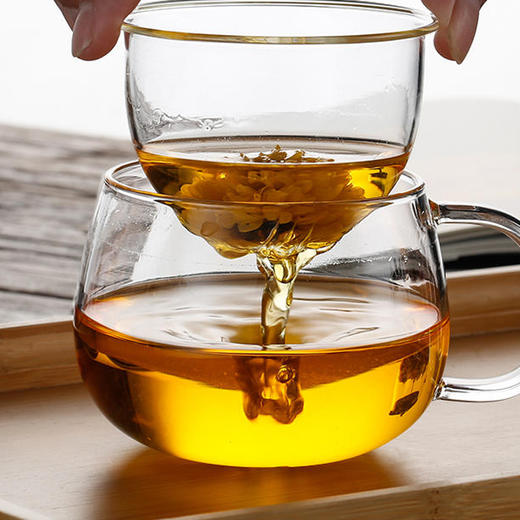 耐热玻璃杯内胆带盖过滤茶杯 商品图3