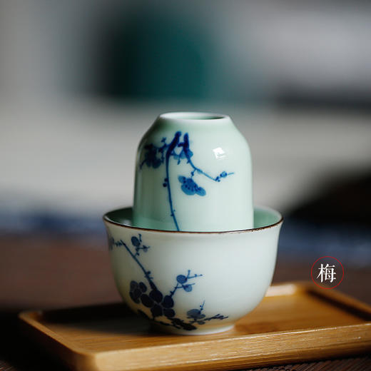 功夫茶具.乌龙茶铁观音闻香品茗杯套组手绘青花（梅花套组） 商品图0