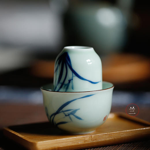 功夫茶具.乌龙茶铁观音闻香品茗杯套组手绘青花（兰花套组） 商品图0