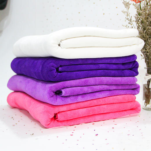 开洞浴巾190*80白色中紫深紫粉色，大毛巾 商品图0