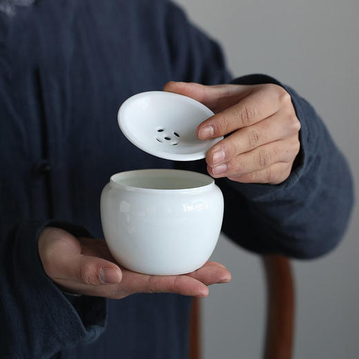 白瓷茶洗大水盂（瓷盖） 商品图2