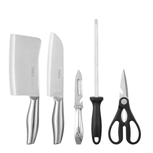 德铂（Debo）德国德斯洛（套装刀具）不锈钢厨房刀具六件套装DEP-299 菜刀 切片刀 水果刀 多功能剪刀 商品图1