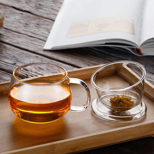 耐热玻璃杯内胆带盖过滤茶杯 商品图2