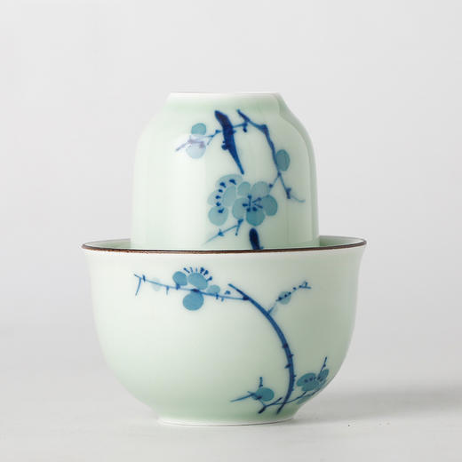 功夫茶具.乌龙茶铁观音闻香品茗杯套组手绘青花（梅花套组） 商品图4