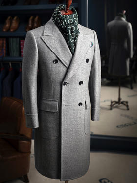 Stylbiella 羊绒羊毛灰色宽人字纹马球大衣