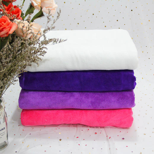 开洞浴巾190*80白色中紫深紫粉色，大毛巾 商品图1