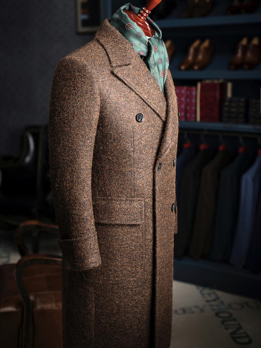 Stylbiella 羊毛+羊驼+马海毛+丝棕色毛圈纱马球大衣 商品图1