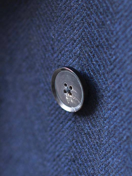 Stylbiella 羊绒羊毛蓝色宽人字纹马球大衣 商品图10