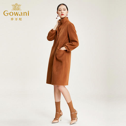 【100%绵羊毛】乔万尼流行毛呢外套收腰羊毛大衣秋冬中长款呢子大衣女EN4A722 商品图3