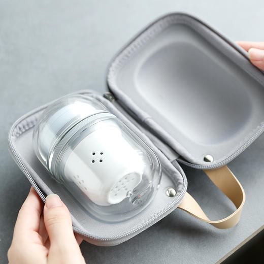 玻璃快客杯.便携收纳茶杯过滤泡茶器（红色款） 商品图3