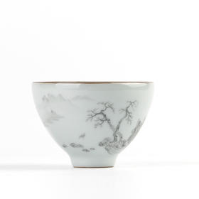 官窑品茗杯.手绘山水功夫茶杯(枯木发荣）