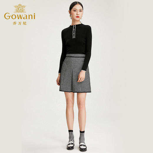 乔万尼流行半身裙秋冬女高腰短裙时尚简约a字裙千鸟格半身裙EN4D782 商品图1