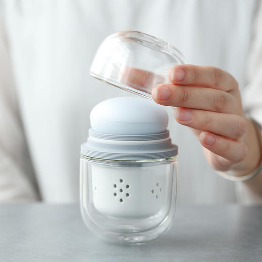 玻璃快客杯.便携收纳茶杯过滤泡茶器（灰色款） 商品图3