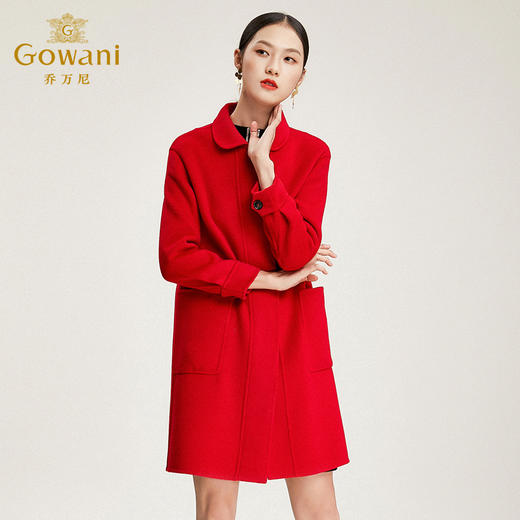 【羊绒】乔万尼流行毛呢大衣女中长款气质双面呢外套羊毛呢EN4A729 商品图1