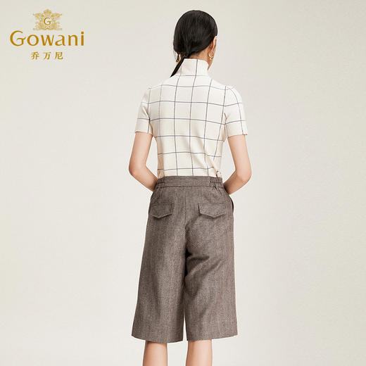 乔万尼秋冬裤子复古休闲高腰裤宽松直筒七分毛呢阔腿裤女EN4F825 商品图3