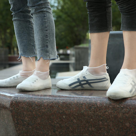 FaSoLa 轻便硅胶雨鞋套透明雨鞋女士便携低帮短筒男时尚套鞋 商品图0