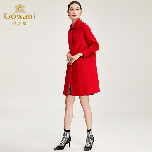 【羊绒】乔万尼流行毛呢大衣女中长款气质双面呢外套羊毛呢EN4A729 商品图2