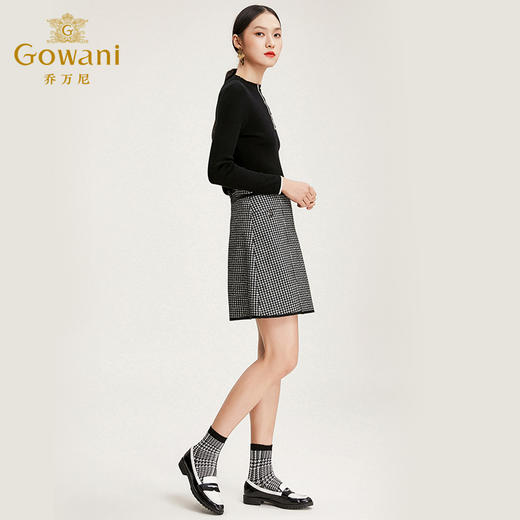 乔万尼流行半身裙秋冬女高腰短裙时尚简约a字裙千鸟格半身裙EN4D782 商品图2