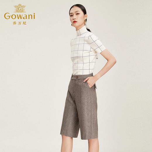 乔万尼秋冬裤子复古休闲高腰裤宽松直筒七分毛呢阔腿裤女EN4F825 商品图2