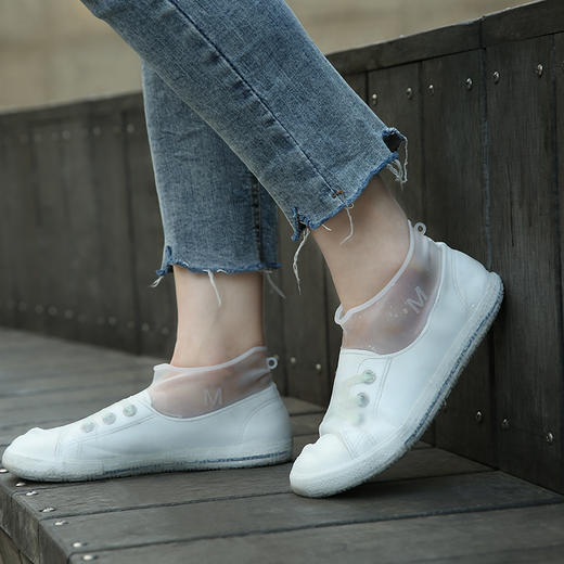 FaSoLa 轻便硅胶雨鞋套透明雨鞋女士便携低帮短筒男时尚套鞋 商品图3