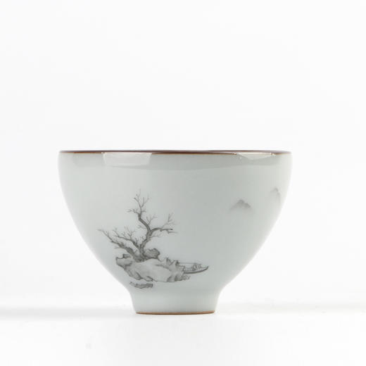 官窑品茗杯.手绘山水功夫茶杯(枝末生根） 商品图0