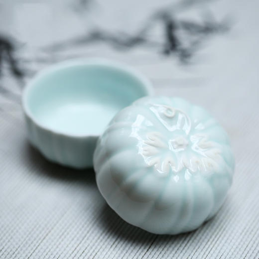 影青瓷快客杯一壶二杯.莲台南瓜款 商品图3